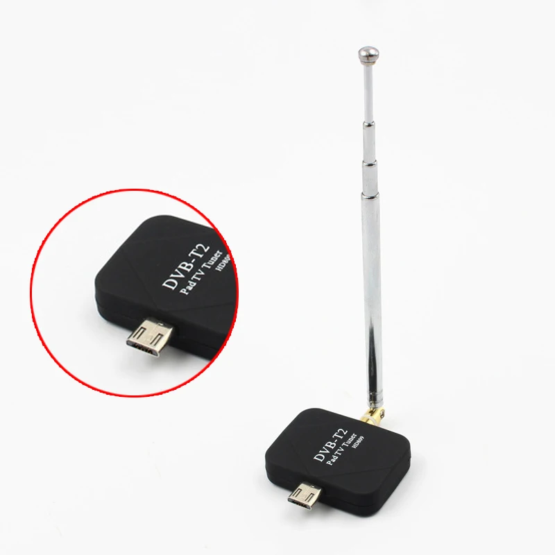 DVB-T2 ТВ антенна приемник Цифровой Микро-USB тюнер для Android мобильного телефона Pad HD tv Stick с двойной антенной