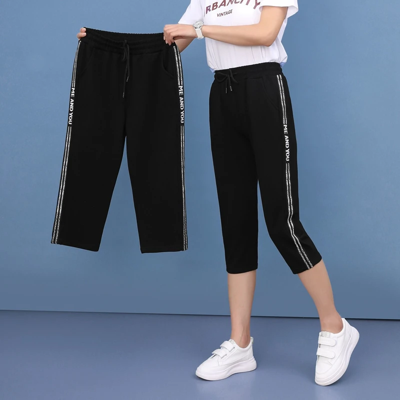 capri pants women sweat joggers 2020 summer korean style high waist Sweatpants plus size black classic trousers casual bottom capri pants women sweat joggers 2020 summer korean style high waist Sweatpants plus size black classic trousers casual bottom
