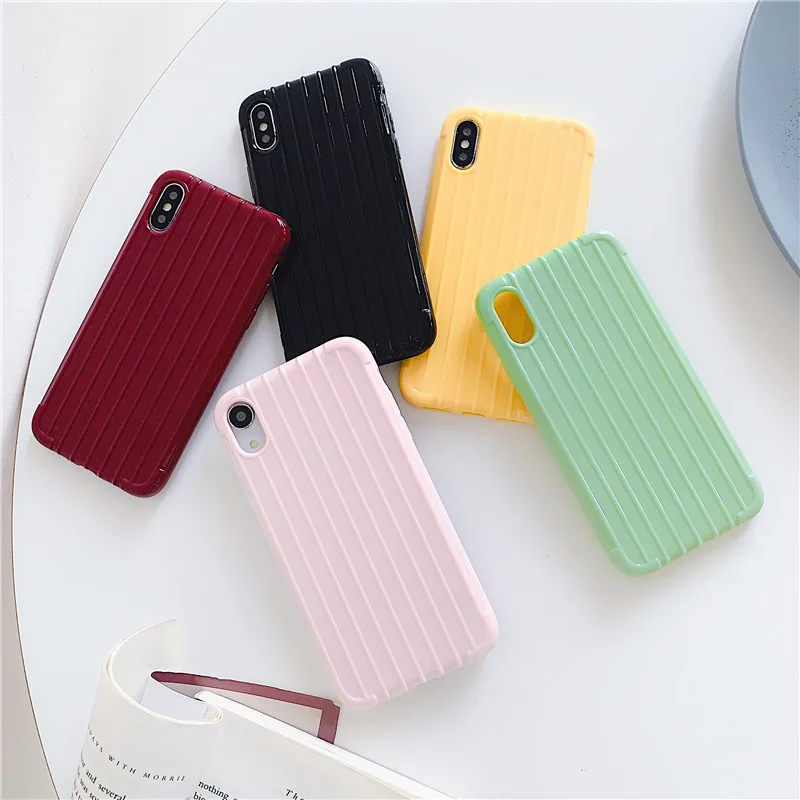 

Solid color suitcase Phone Case For Coque iphone 6s 7 8 Plus X XS MAX Case Soft TPU Silicone Back Cover For iphone 7 Case Cover