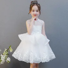 Свадебное платье для девочек детское вечернее платье принцессы на день рождения Пышное трикотажное платье с цветами для мальчиков и девочек, фортепиано костюм для маленьких девочек