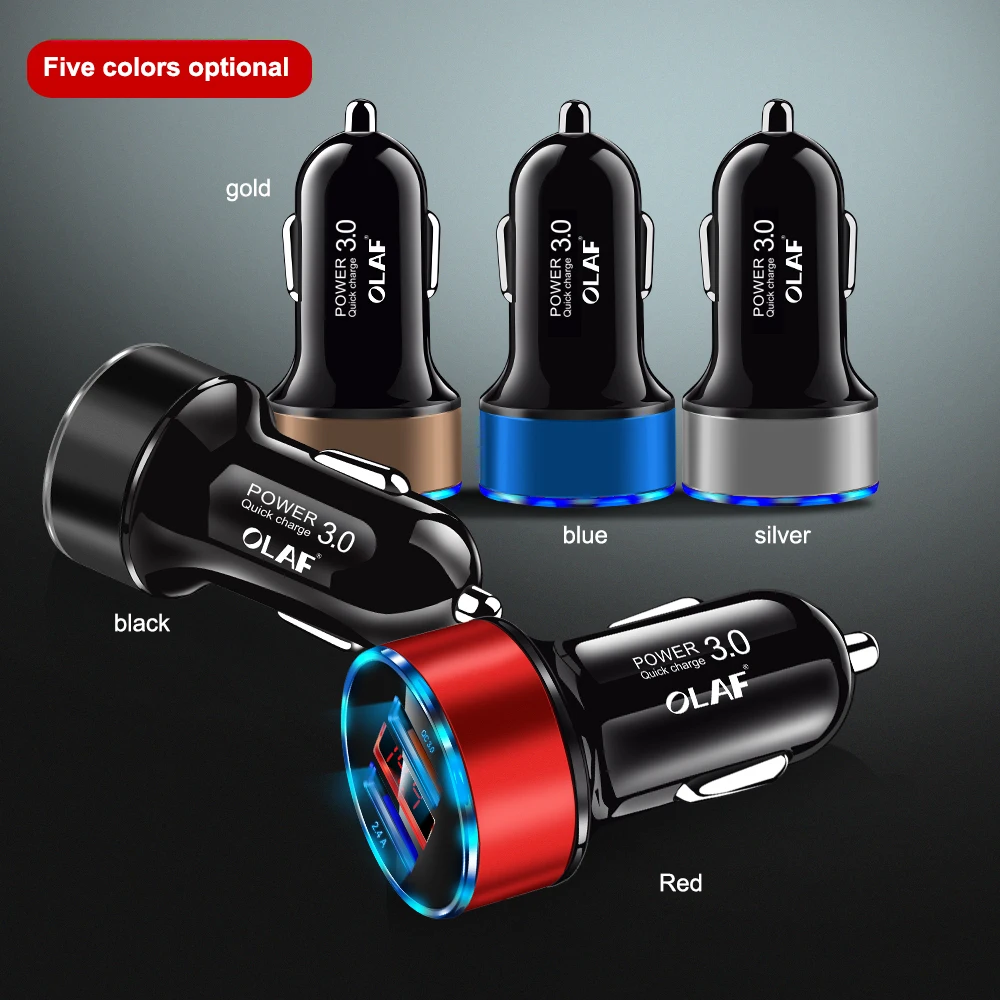 Автомобильное зарядное устройство OLAF 30W 5V 3A Dual QC 3 0 с быстрой зарядкой USB для iPhone X 8