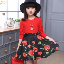 Детские платья для девочек с рукавами; платья для девочек; коллекция года; сезон весна-осень; детская одежда; Повседневная праздничная одежда принцессы с цветочным рисунком; 4 6