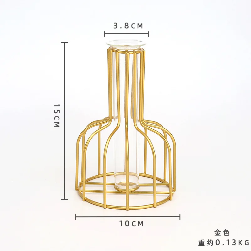 Железная Золотая ваза для гидропоники, компоновка, стол для гостиной, украшение для рабочего стола, сухой цветок, Гидропоника - Цвет: B
