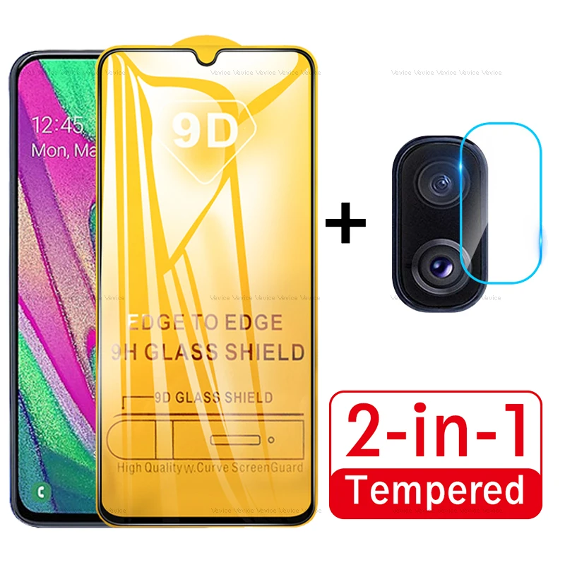 

2 in 1 Full Cover Tempered Glass Camera Lens Film For Samsung Galaxy A40 A 40 A405 Screen Protector For Samsung a40 2019 a 40