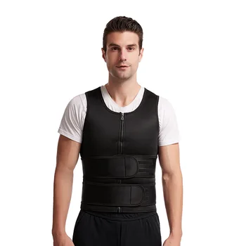 

Neoprene Sweat Vest for Men Waist Trainer Vest Adjustable Workout Body Shaper with Double Zipper for Sauna Suit for Men