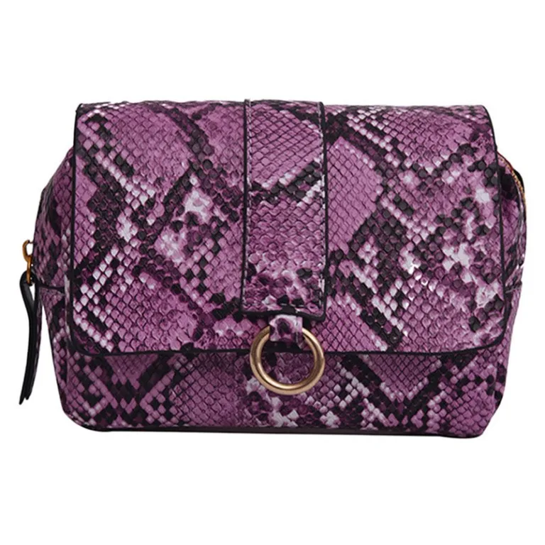 Женская уличная сумка-мессенджер с застежкой под змеиную кожу, нагрудная сумка, сумка на пояс для телефона, Дамская змеиная сумка на пояс для женщин - Цвет: Фиолетовый