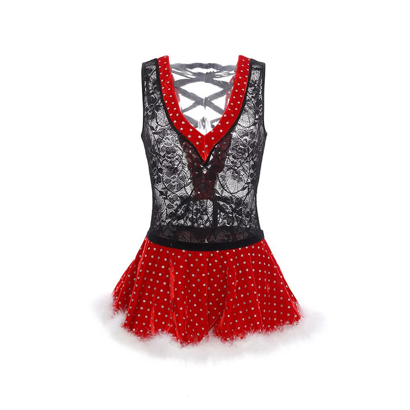 

New Style Sexy Red Sexy Christmas Costume Halloween Stage Costume Christmas Character Cosplay Costume Christmas Party Set