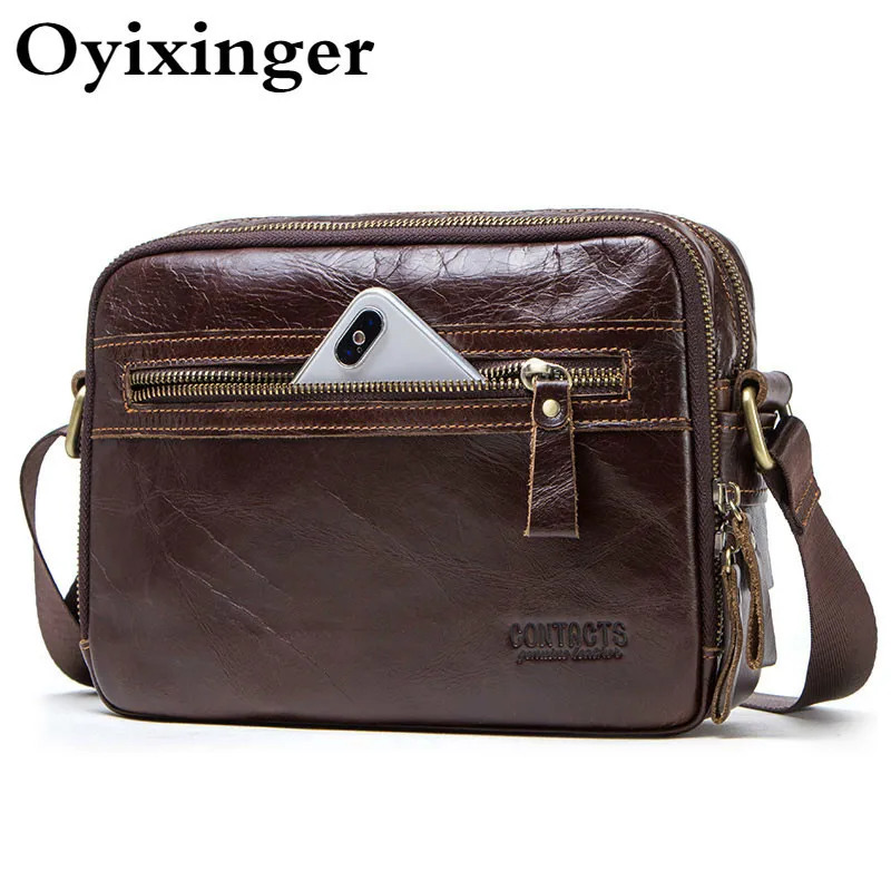 

Men Small Messenger Bag For 7.9" Mini Ipad Male Shoulder Bags For Credit Card Brand Men's Genuine Leather Bags With Coin Pocket