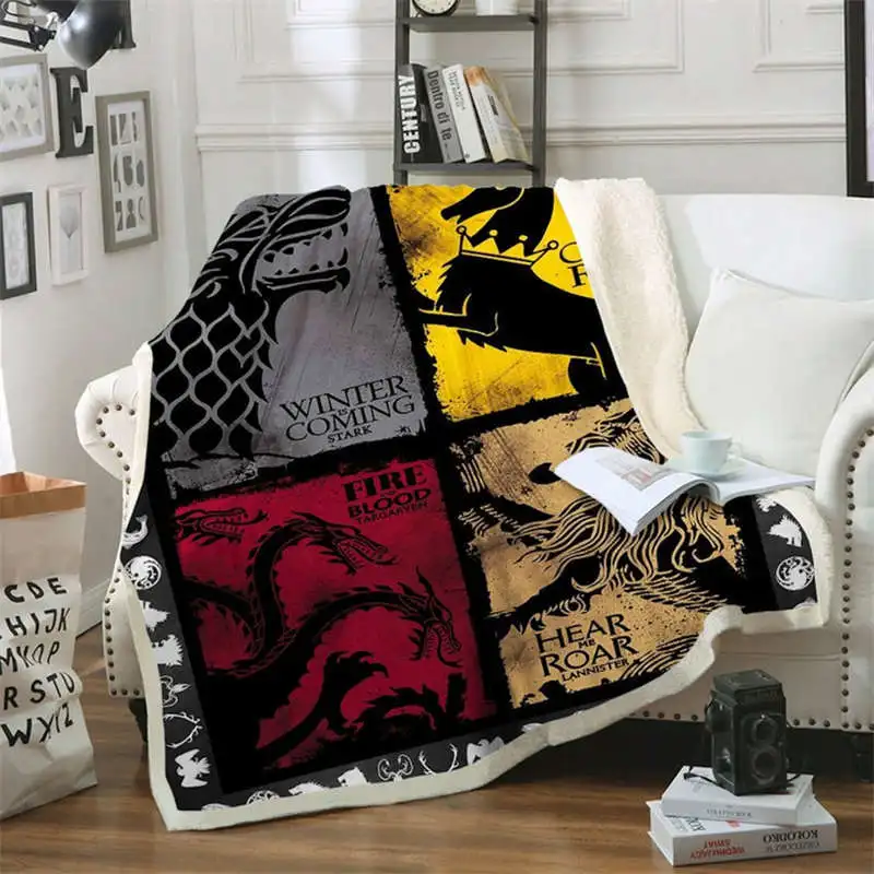 BZ126L Игра престолов, Daenerys, 3D принт, шерпа, Флисовое одеяло, диван-кровать, бархатный плюшевый диван, пододеяльник для путешествий, постельные принадлежности - Цвет: BZ126L