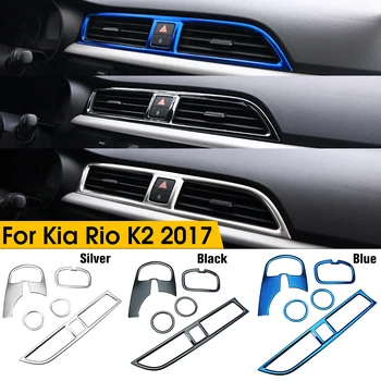 

5Pcs/Set Car Stying Chrome Air Outlet Circle Cover Interior Mouldings Decoration Frame For Kia Rio 4 K2 2017 2018