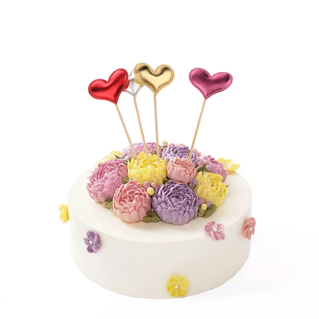 20 Pieces Heart Toothpick Leather Cupcake Picks Birthday Toppers Kids Birthday Wedding Party Decoration Supplies