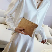 Ретро Tyvek, экологичный клатч, женский простой однотонный кошелек, женская косметичка, сумка для макияжа, женская сумка