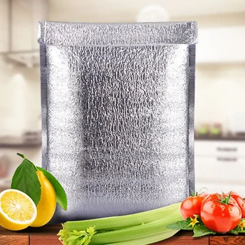 

50Pcs Aluminum Foil Lunch Cooler Bag Insulation Folding Picnic Portable Ice Pack Food Thermal Bag Food Delivery Bag