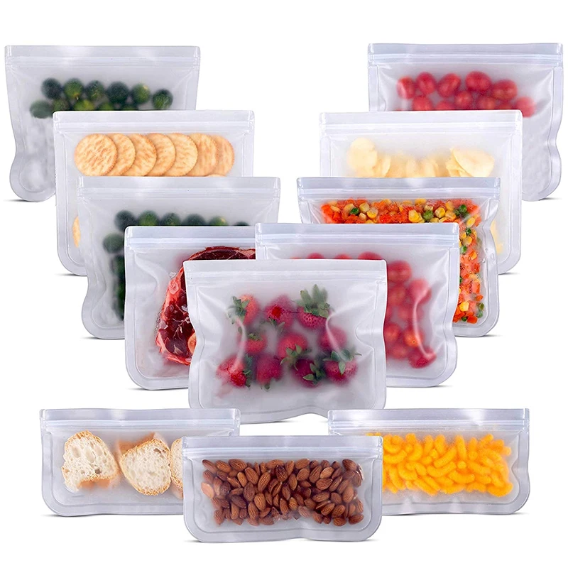 Многоразовые мешки для сэндвичей(12-Pack)-многоразовая сумка для завтрака-PEVA сумка для хранения продуктов, еды и кухни организации-герметичные S