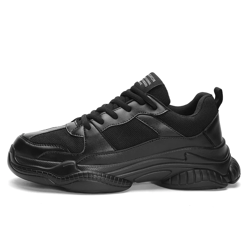Мужские спортивные туфли; удобные Air Sole толстая подошва кроссовки человек открытый сетки Спортивная обувь для пробежек zapatos hombre - Цвет: balck J003