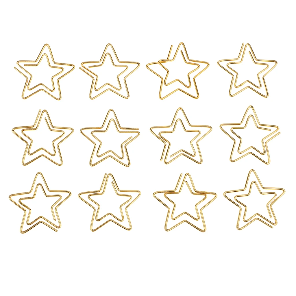 Decorative Gold-Colored 26 mm Paper Clips for Home& Office for Different Projects in Reusable Organizing Container, 12 pieces
