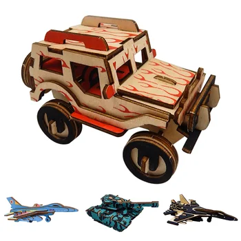 

Tank Vehicle Safe Assembled Craft 3D Airplane Early Learning Fun Reduce Pressure Military Model Kids Adults Wooden Jigsaw Gifts