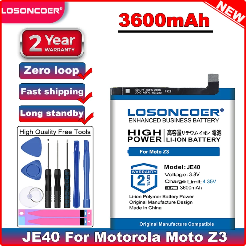 LOSONCOER JE40 3600mAh Battery For Motorola Moto Z3 G7 XT1962 1 P30