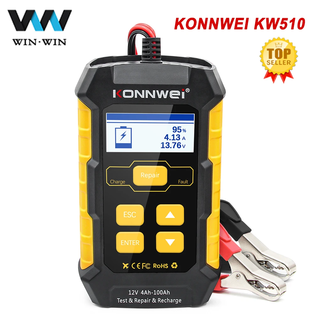 KONNWEI KW510 12 В автомобильные зарядные устройства батарея тестер импульсный