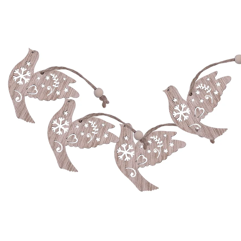 4Pcs-318-S01 3/4/6 шт. Рождество деревянные подвески, украшения DIY Изделия из дерева для Xmas Tree Висячие для рождественской вечеринки украшения фестиваль подарки - Цвет: 4Pcs-318-S01