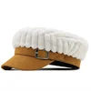 Brand women hats Wool newsboy caps chain flat top visor cap vintage plaid military cap female autumn winter hat 1