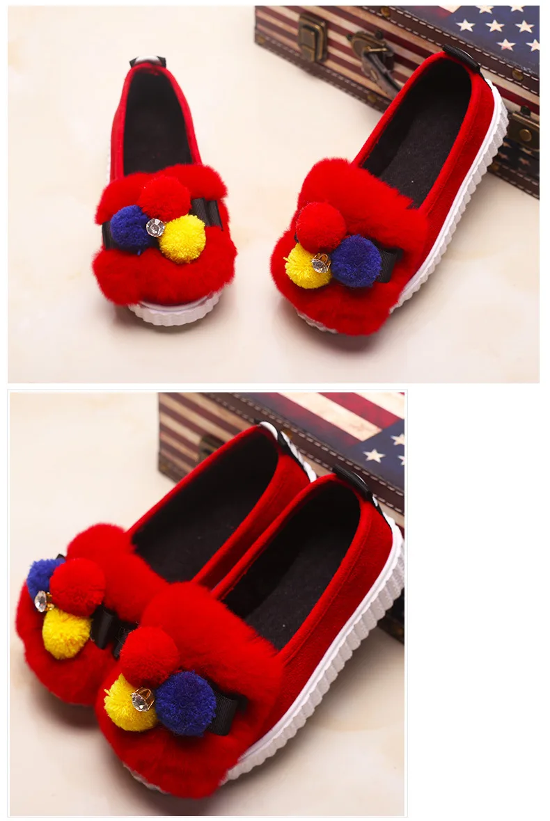 Г. Модная новая бархатная хлопковая обувь для девочек Нескользящая детская теплая разноцветная обувь для учащихся размер 26-30, детская обувь без шнуровки на меху