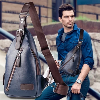 

Fashion 2020 Genuine Leather chest bag for men casual messenger bags fashion men's chest pack large capacity Business bag's