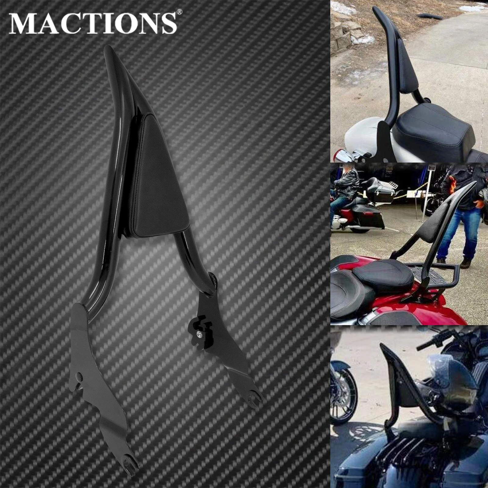 Motorcycle Detachable Passenger Rear Backrest Sissy Bar Black For