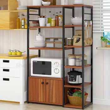 

Shelf Kitchen Microwave Rack Multi-layer Multi-function Kitchen Storage Floor-standing Seasoning Dish Rack Space Saving