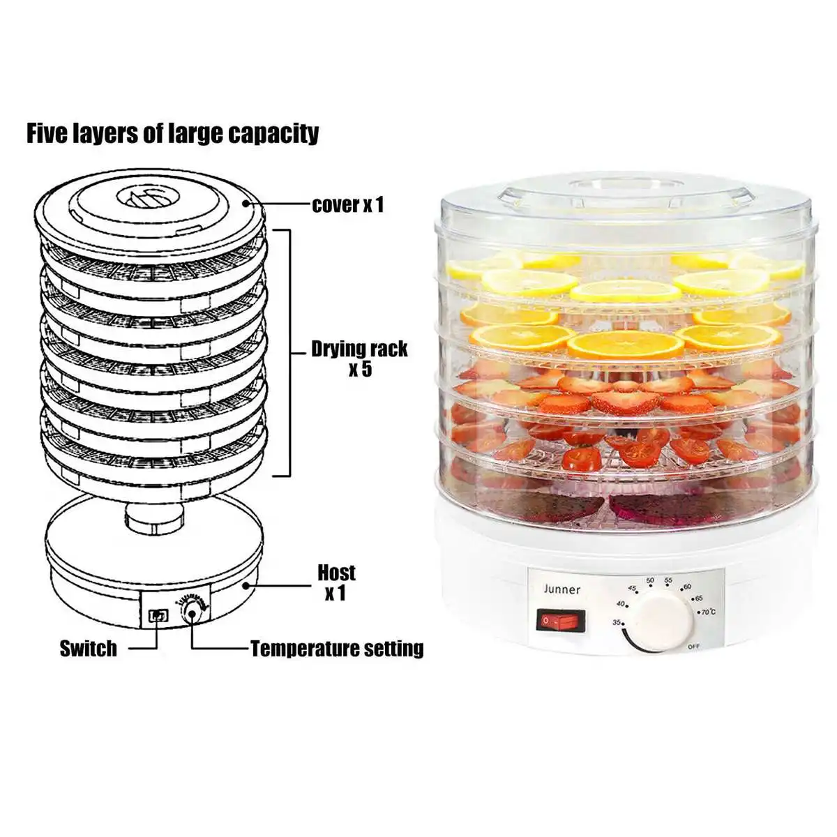 Machine De Séchage De Fruits Ménagers, Déshydrateur De Légumes Intelligent  À 5 Couches, Séchoir À Épices Pour Le Séchage De La Viande, Machine À  Déshydrater Les Aliments - Temu France