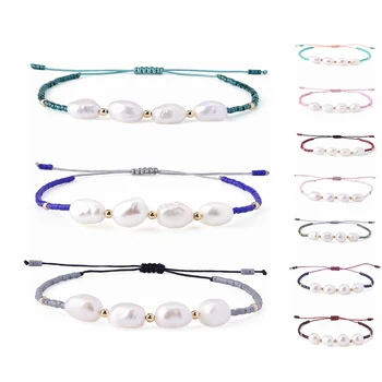 

KELITCH Miyuki Bracelets Friendship Shell Pearls Beaded String Bracelets Adjustable Handmade Fashion Women Strand Bracelets New
