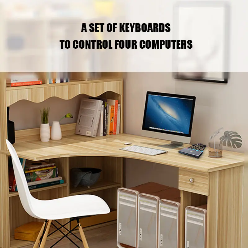 Ultra HD 4K HDMI KVM Switcher 4 Ports Inputs and 1 Port Outputs HDMI2.0 Mouse Keyboard USB Sharer FKU66