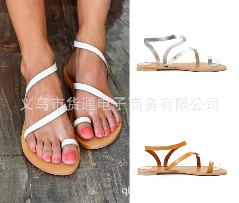 

2019 Separate Station Hot Selling Large Size Sandals Flat Europe And America Hot Selling Toe Covering WOMEN'S Shoes Sandals