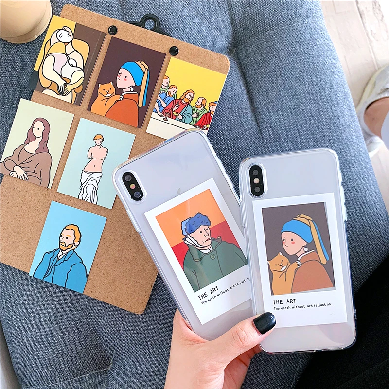 

Luxury Oil painting card clear TPU Soft phone Case For iphone XS Max X XR 11 Pro Max silicon case for iphone 6 6s 7 8 plus Photo frame Shockproof Case Back Cover