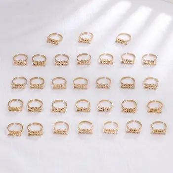 

Minimalism Old English Number Rings For Women Wedding Jewelry Stainless Steel Stackable Year Ring Best Friend Gifts Bague Femme