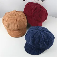 Новая мода осень зима язык кепки детей чистый цвет вельвет ретро досуг Высокое качество Детские шапки# xm3