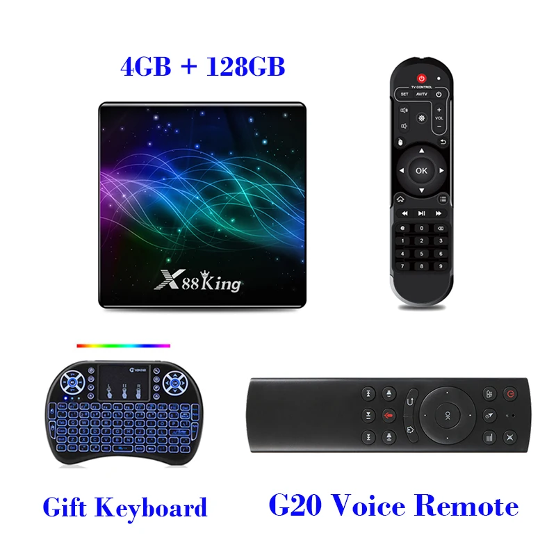 ТВ приставка LEMFO S922X Android 9,0 Bluetooth 5,0 X88 King 6 ядер 64 бит 4 Гб Ram 128 ГБ Rom 1000M Ethernet Wifi 2,4G/5G Android tv Box - Цвет: Box1 I8 Voice Remote