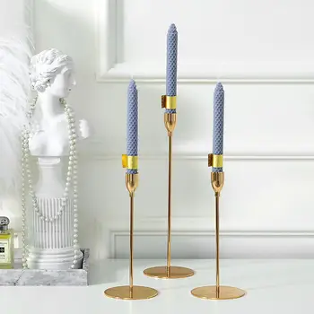 

Nordic Metal Candle Holders Modern Retro Luxury Simple Creative Gold Candlestick Wedding Living Room Bougeoir Home Decor BE50CD