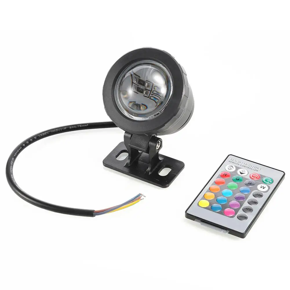 HiMISS 10 Вт 12 В IP65 Водонепроницаемый RGB светодиодный подводный светильник с пультом