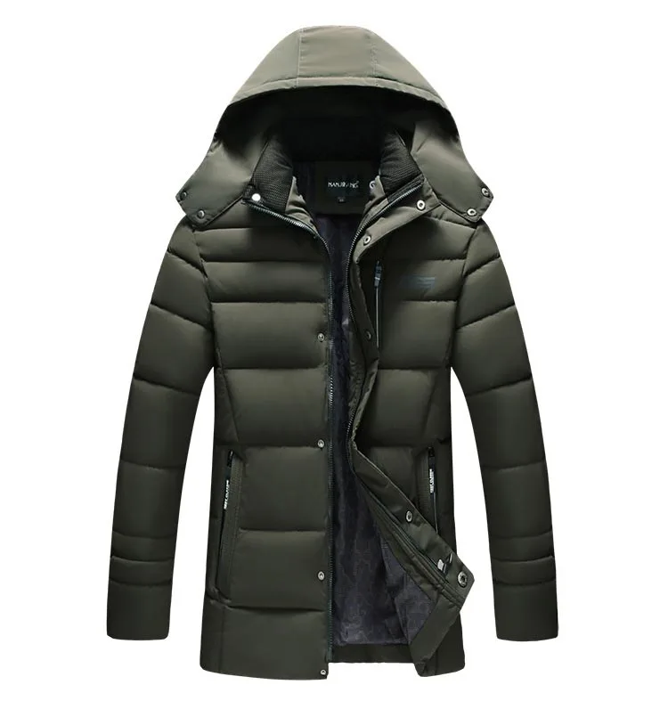 Высокое качество, новая зимняя куртка для мужчин, утолщенная, теплая, повседневная, мульти-карман, съемный капюшон, длинное пальто, мужские парки