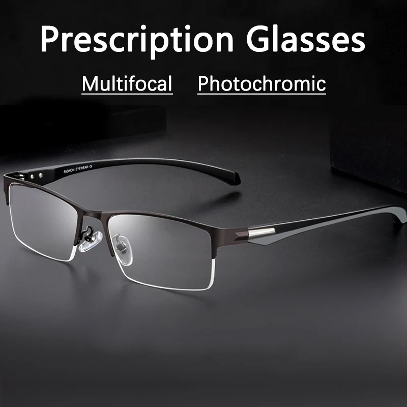 Custom Prescription Progressive Multifocal reading glasses men TR90 metal frame presbyopia