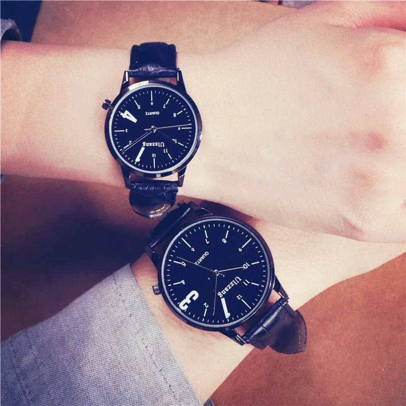 

Couple Watch One-to-Korean-style Trend Students Casual Simple Leather Chain Quartz Watch Thin Creative's MEN'S Watch WOMEN'S Wat