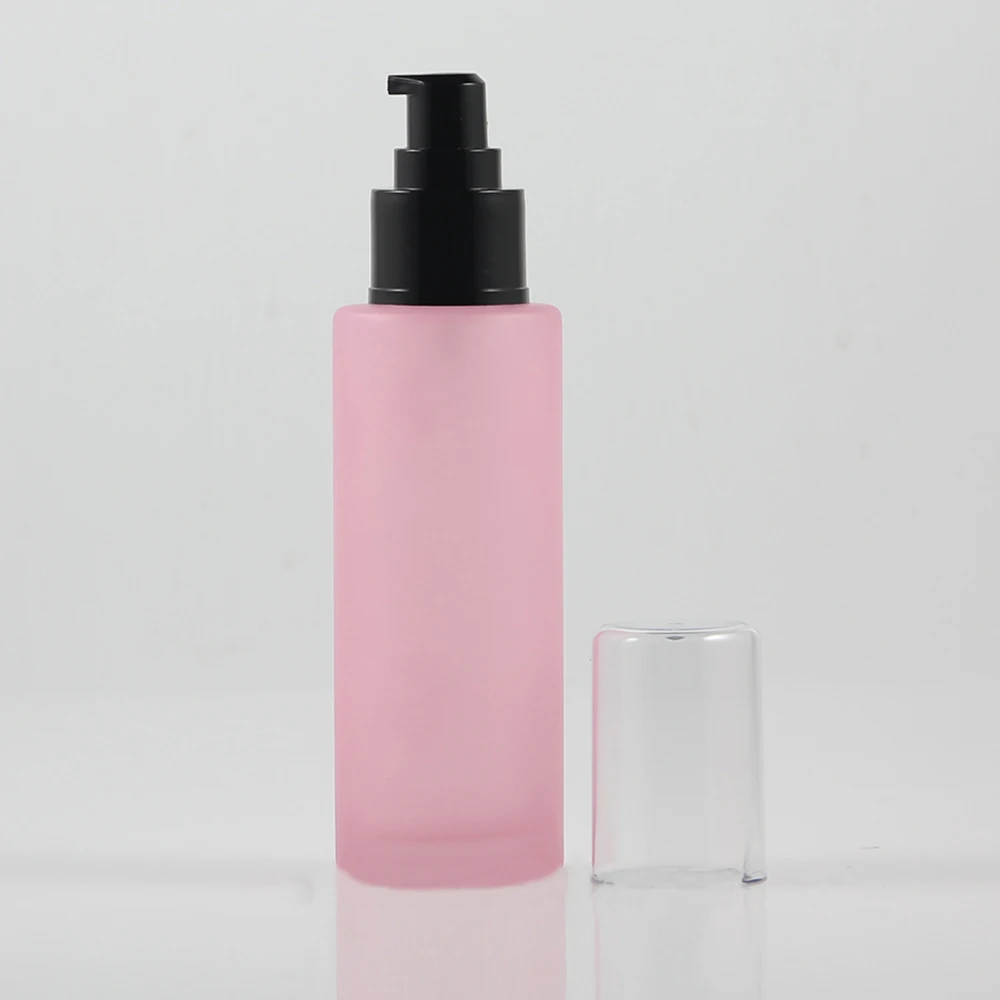 100 мл Стеклянная емкость с дозатором для лосьона, 50 шт матовый розовый спрей бутылка - Цвет: Lotion Pump ClearCap