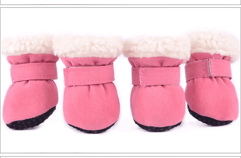 4pcs Pink 4 шт., Обувь для собак, водонепроницаемые зимние ботинки для собак, нескользящие носки для щенков, кошек, дождя, снега, ботиночки, обувь для маленьких собак, чихуахуа - Цвет: 4pcs Pink