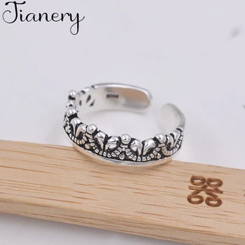 

JIANERY New Trendy 925 Sterling Silver Crown Rings For Women Men Boho Vintage Jewelry Adjustable Size Finger Rings