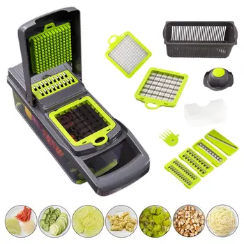 

Vegetable Grater & Julienne Slicer Cutter for Vegetable With 7 Thickness Interchangeable Stainless Steel Blades Food Container