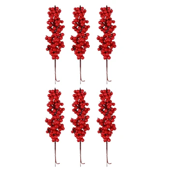 

6pcs Chrismas Tree Red Berries Creative Chic Practical Xmas Berries Decoration Artificial Berries for Xmas Tree Shop Party A50
