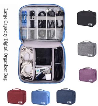 

Portable Waterproof Power Bank U Disk Storage Bag Organizer Travel Cosmetic Case USB Cable Earphone Organizer Travel Storage Bag