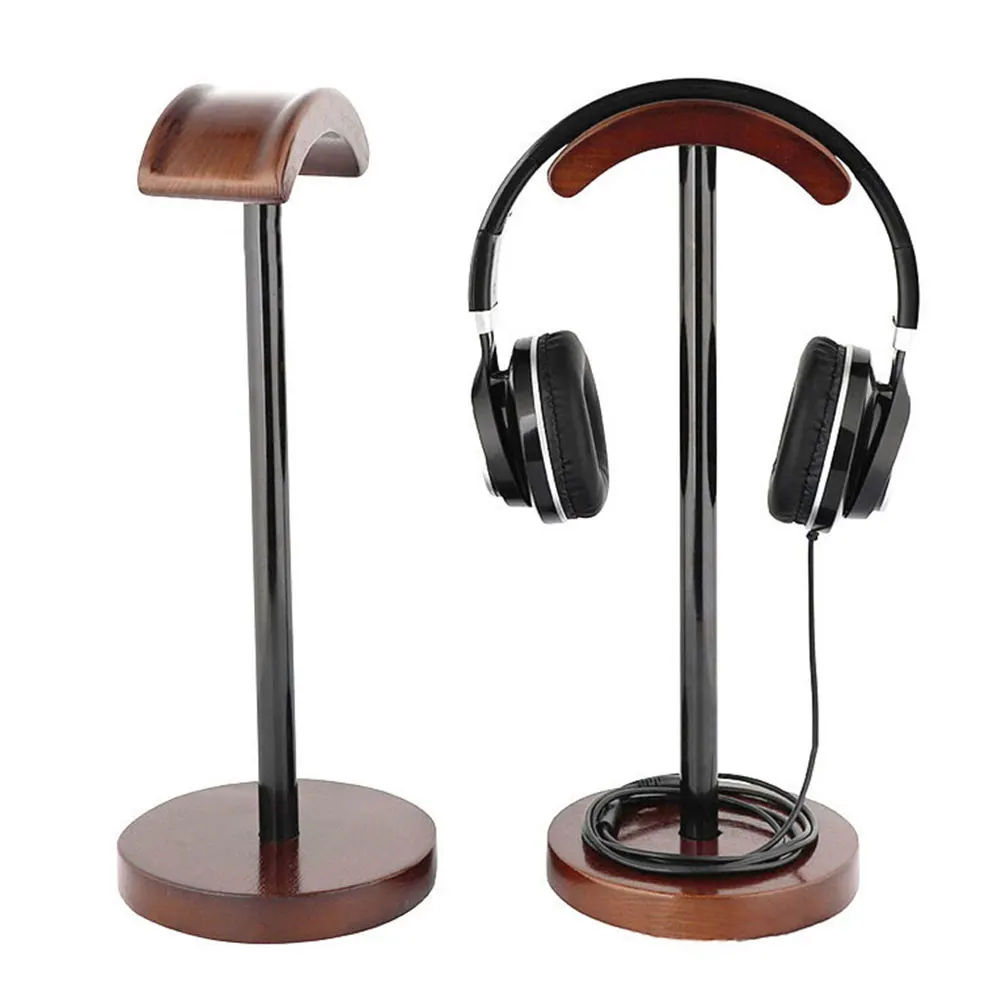 Multifunctional Mount Portable Display Accessories Hanger Rack Holder Universal Headset Stand Support Walnut Wood DIY Desk
