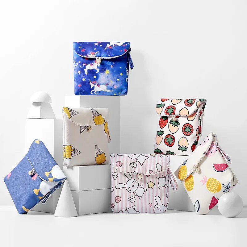 

Girls Sanitary Napkin Bag Woman Sanitary Aunt Towel Napkin Menstrual Storage Bag Organizer Reusable for Girls Cloth pads Bags